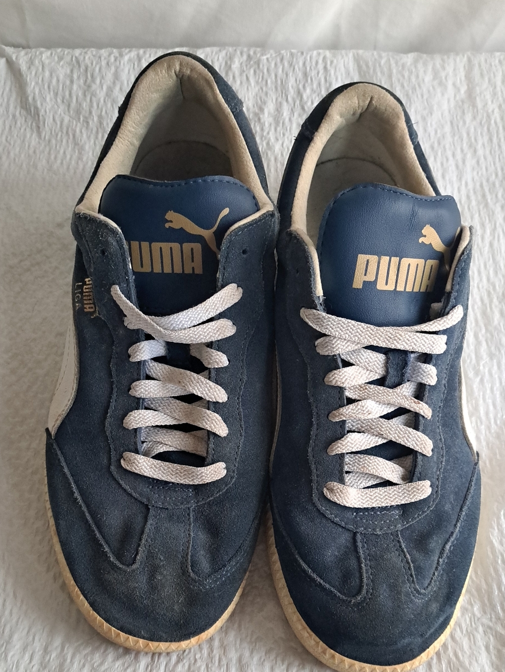 Puma Men's Navy Suede Sneakers with White Accents